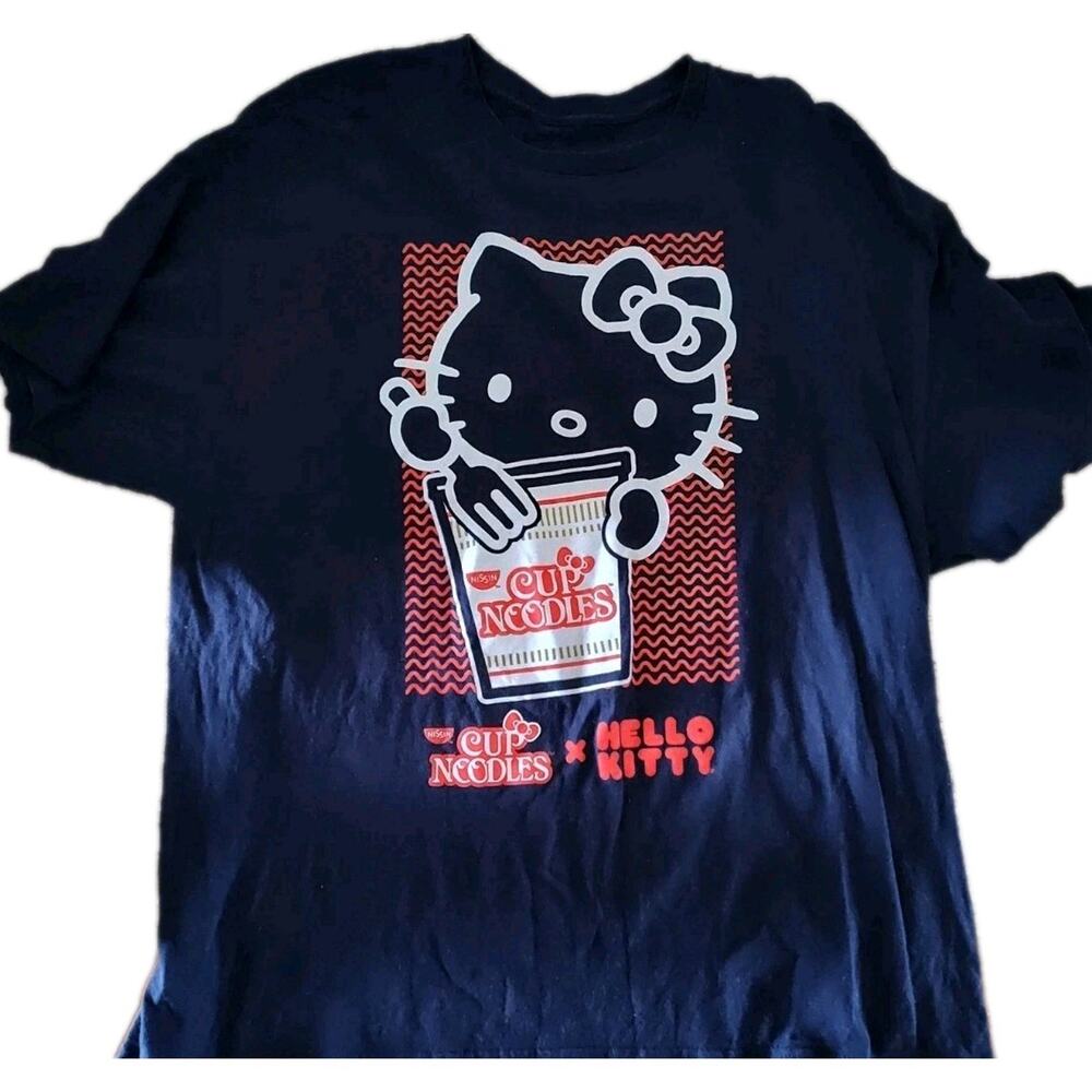 Hello Kitty x Nissin Cup Noodles Collaboration T-Shirt Navy Blue Womens Sz 2X